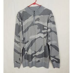 Whipper In grey camo quarter zip knit pull over sweater Size Large Golf Active